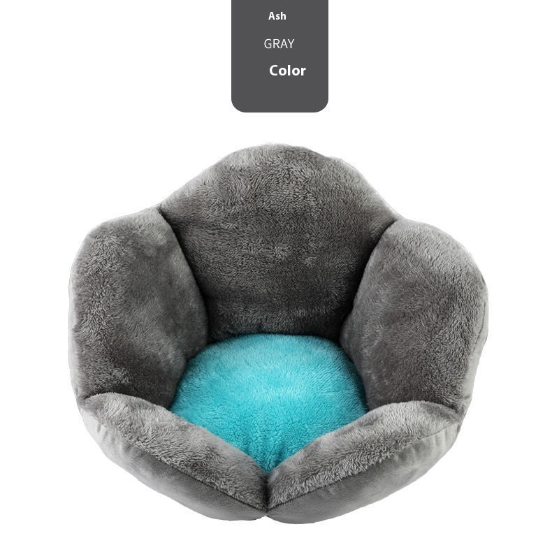 Paw-Shaped Pet Bed - Plush Cushion for Cats & Dogs
