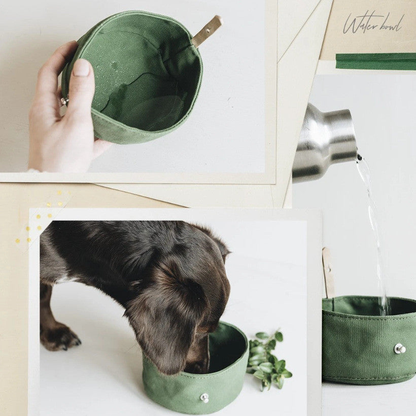 Portable Folding Dog Bowl with Food Storage Bag