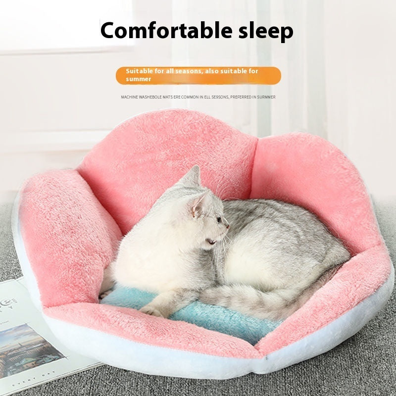 Paw-Shaped Pet Bed - Plush Cushion for Cats & Dogs