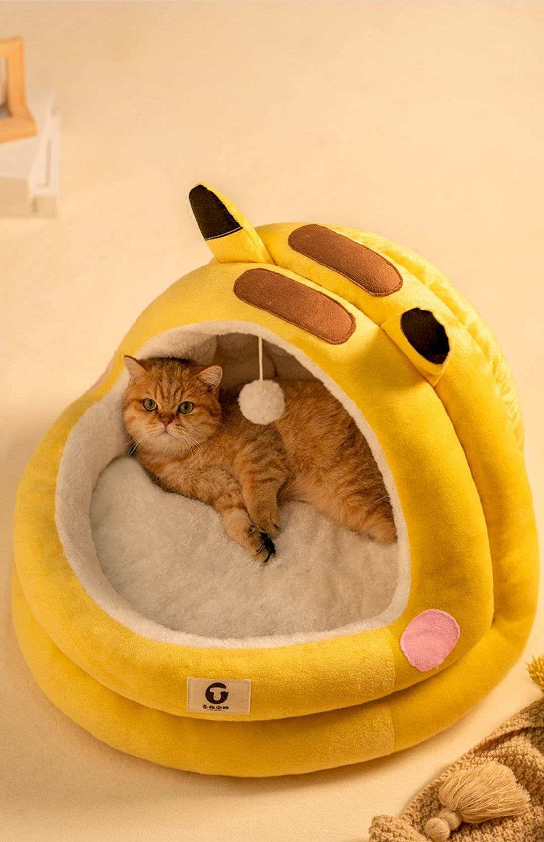 Enclosed Animal-Shaped Pet Cave Bed - 3-Layer Fleece
