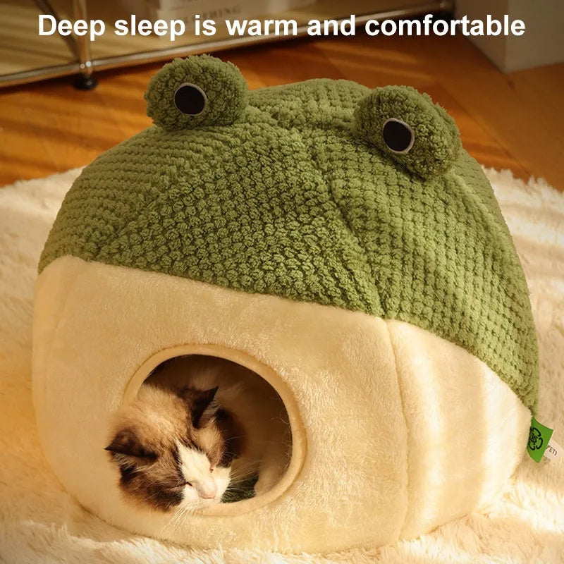 Frog-Shaped Pet Bed for Cats & Small Dogs
