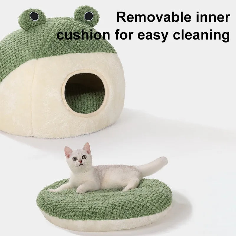 Frog-Shaped Pet Bed for Cats & Small Dogs