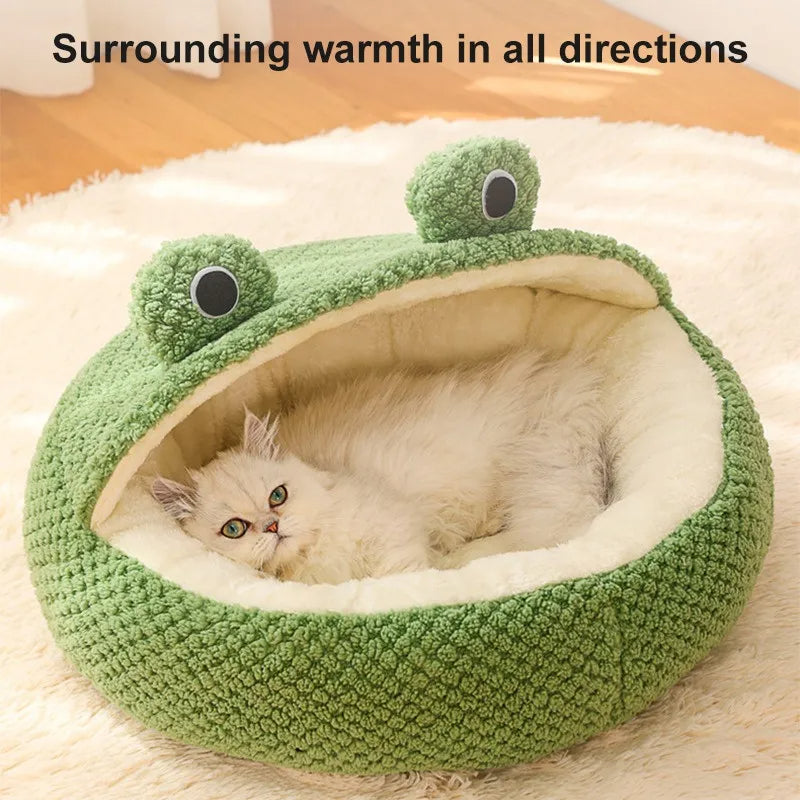 Frog-Shaped Pet Bed for Cats & Small Dogs
