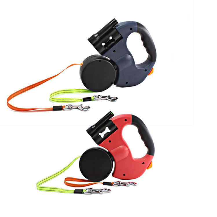 Dual Headed Pet Leashes with Flashlight