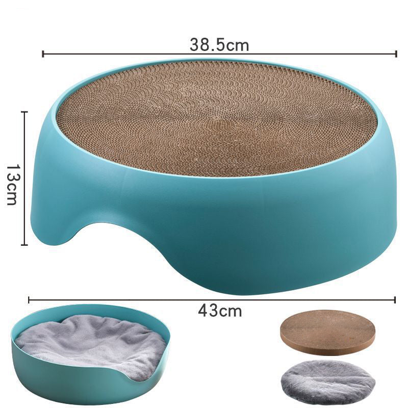 2-in-1 Cat Bed with Scratching Bowl