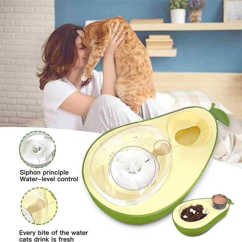 Avocado Shape Kitten Slow Food Feeding Bowl
