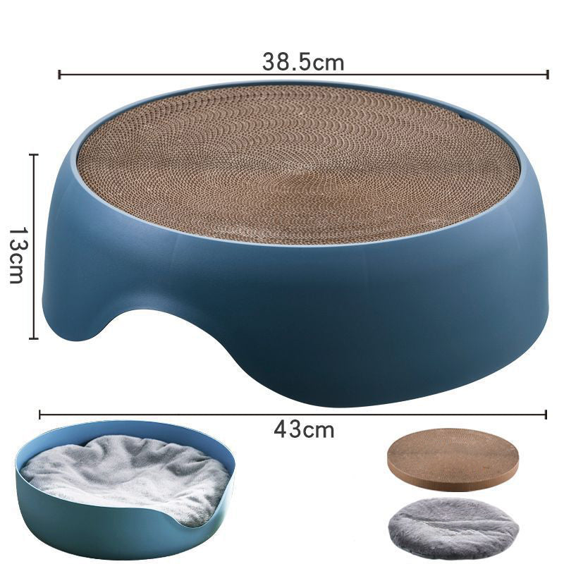 2-in-1 Cat Bed with Scratching Bowl
