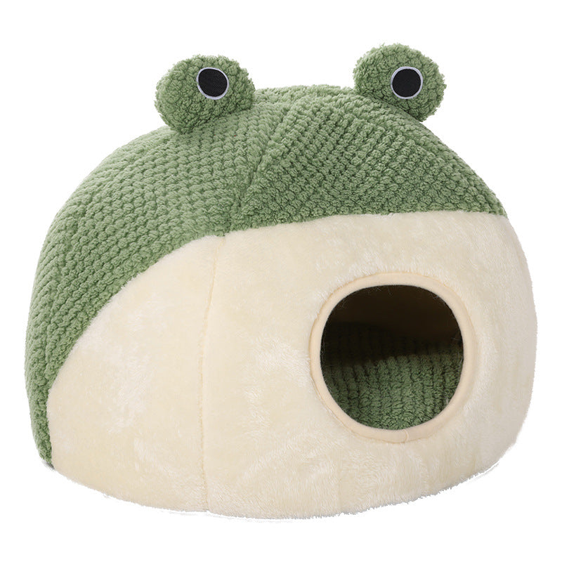 Frog-Shaped Pet Bed for Cats & Small Dogs