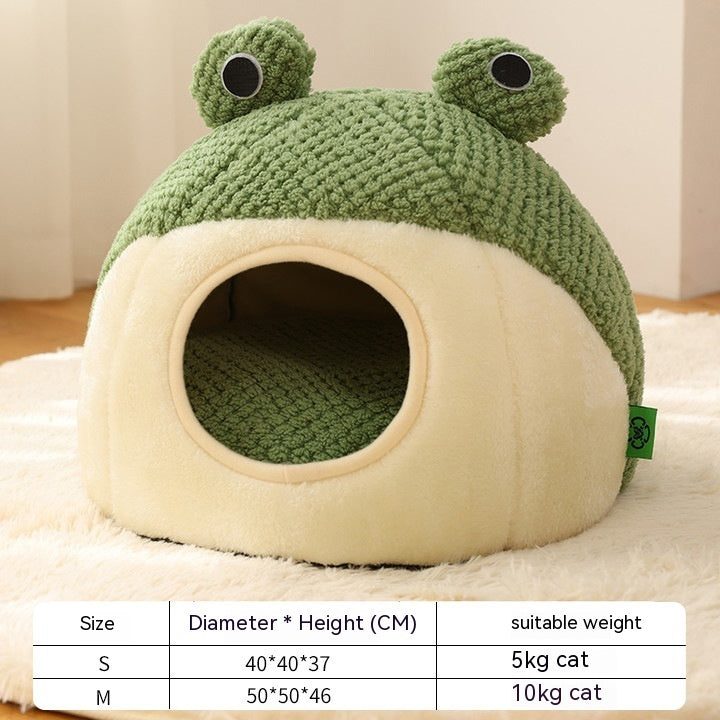 Frog-Shaped Pet Bed for Cats & Small Dogs