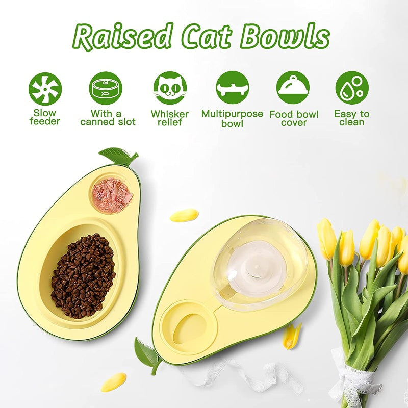 Avocado Shape Kitten Slow Food Feeding Bowl