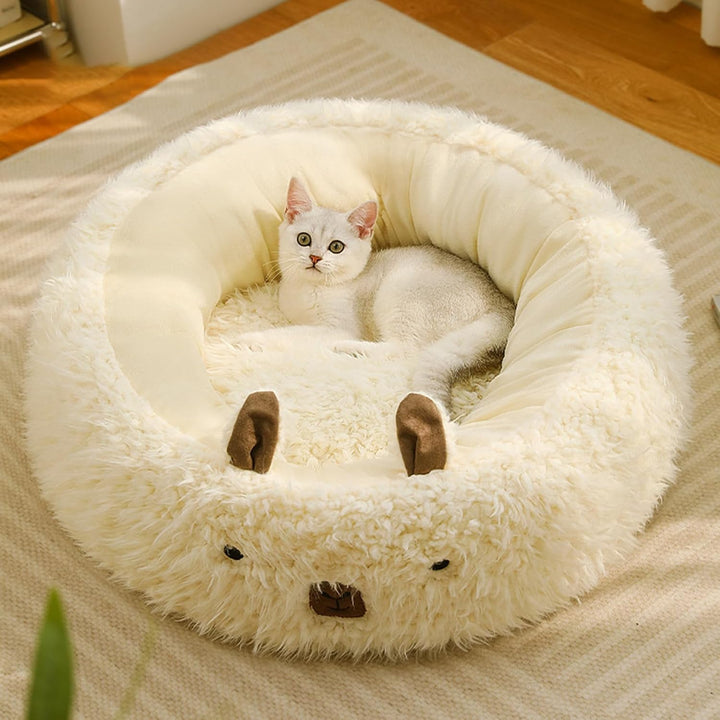 Cute Alpaca-Shaped Pet Bed with Detachable Pads