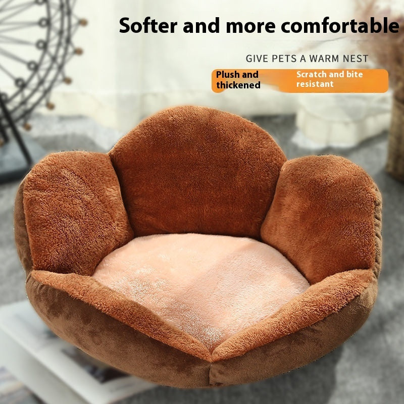 Paw-Shaped Pet Bed - Plush Cushion for Cats & Dogs