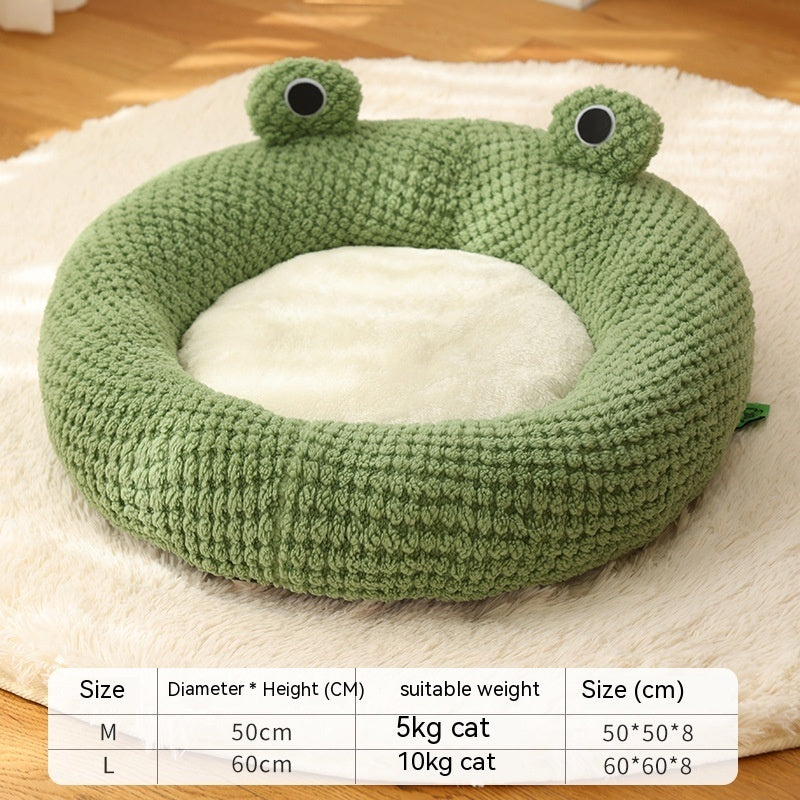 Frog-Shaped Pet Bed for Cats & Small Dogs