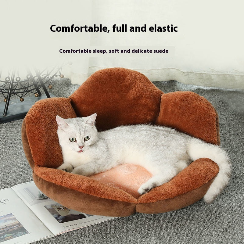 Paw-Shaped Pet Bed - Plush Cushion for Cats & Dogs