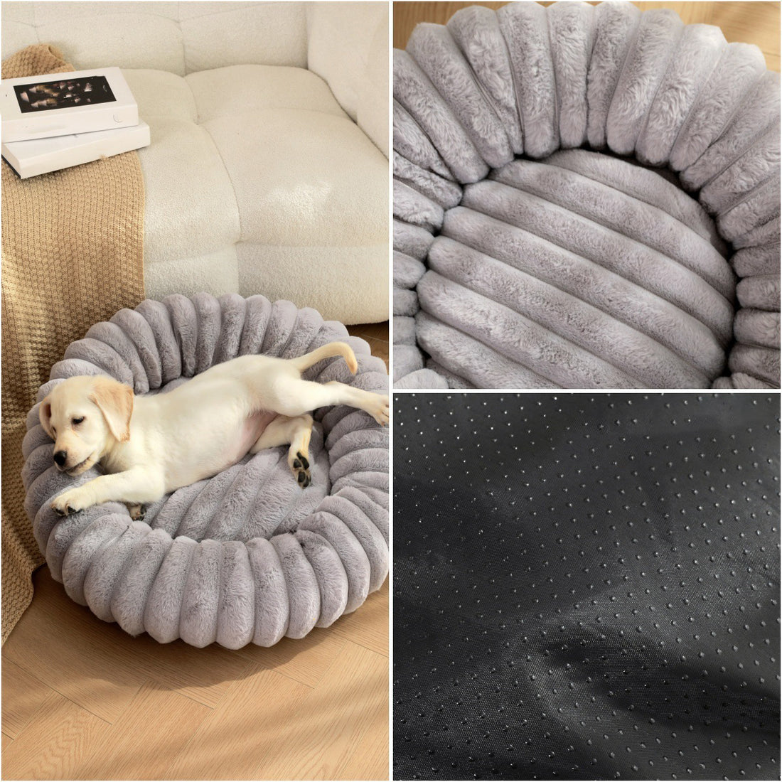 Round Long-Haired Plush Pet Bed