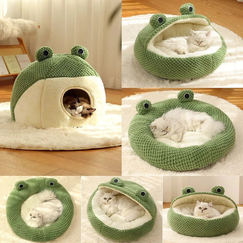 Frog-Shaped Pet Bed for Cats & Small Dogs
