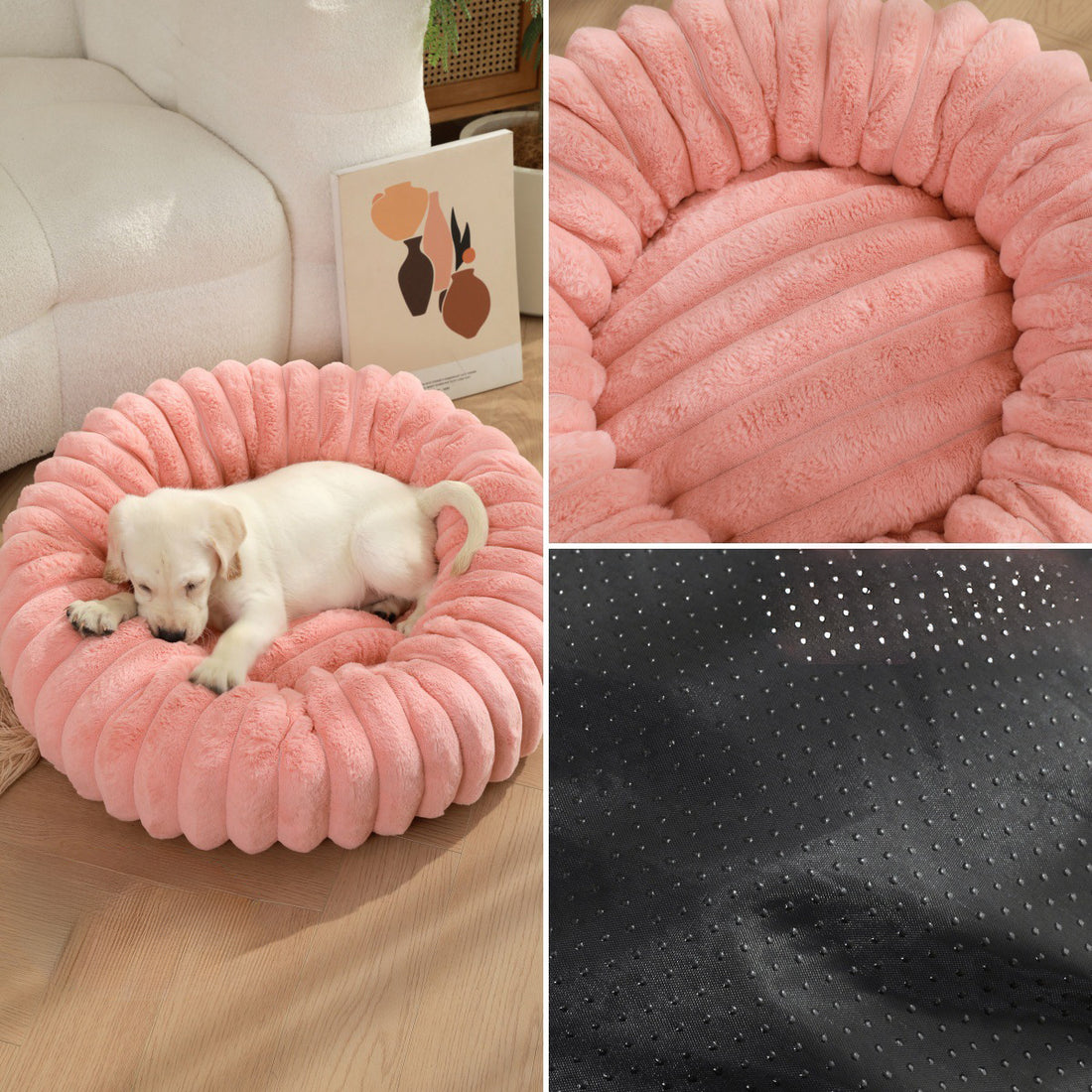 Round Long-Haired Plush Pet Bed