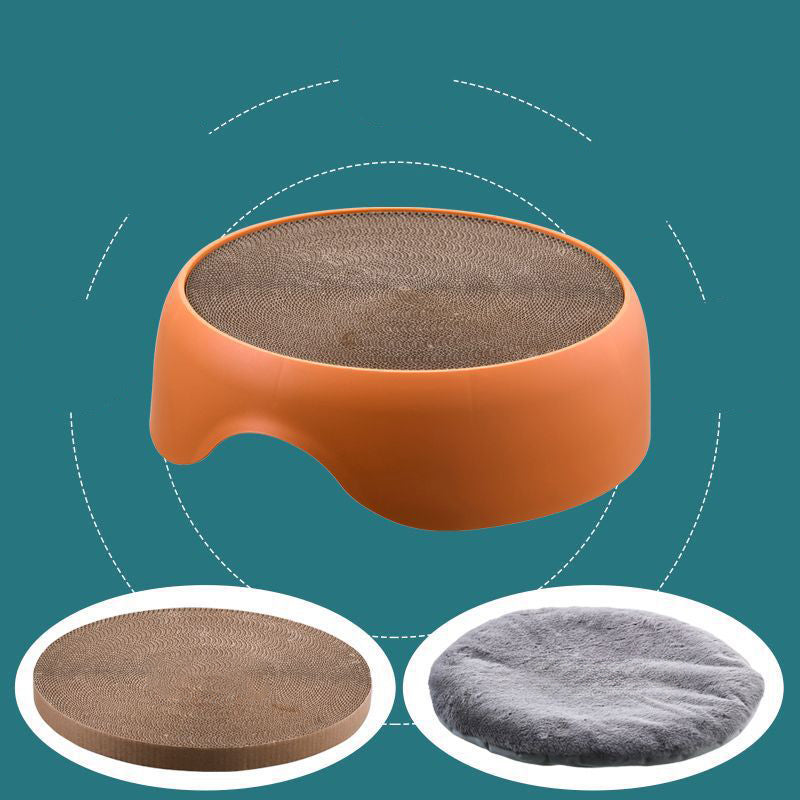2-in-1 Cat Bed with Scratching Bowl