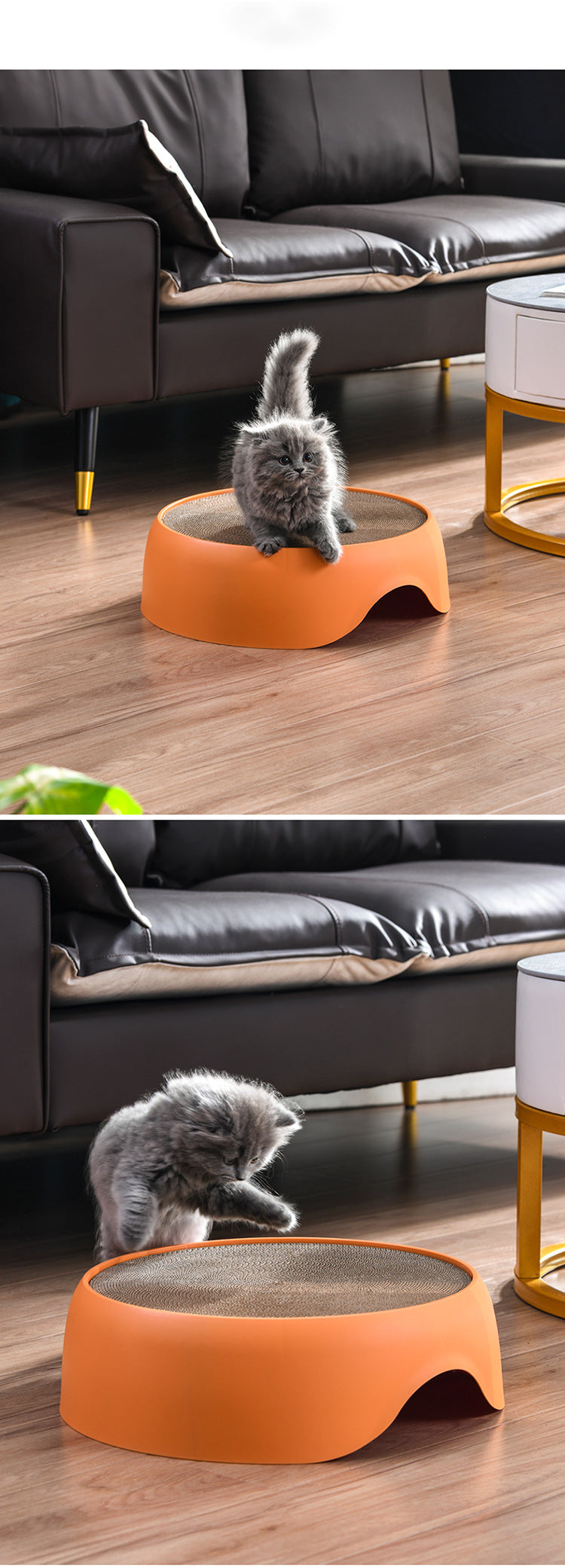 2-in-1 Cat Bed with Scratching Bowl