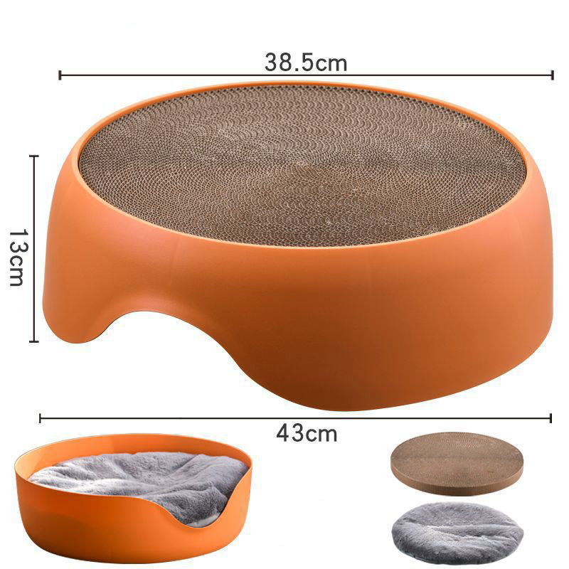 2-in-1 Cat Bed with Scratching Bowl