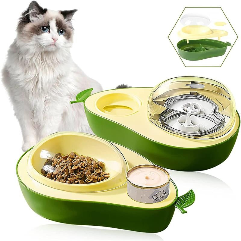 Avocado Shape Kitten Slow Food Feeding Bowl